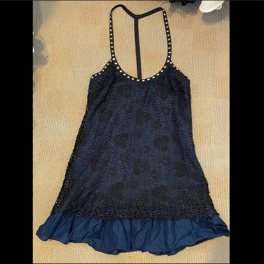 Free People Navy Blue Black Summer Tank